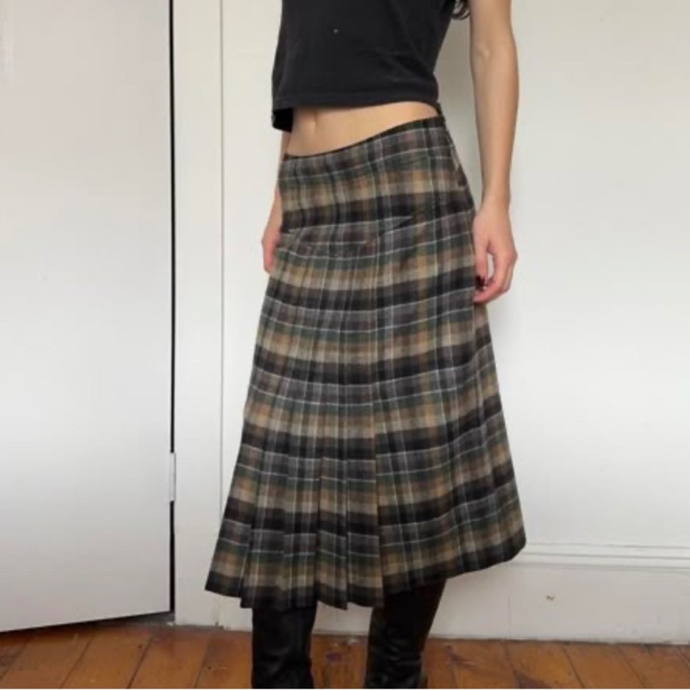 Diane Von Furstenberg Checkered Midi Skirt - Black and Brown